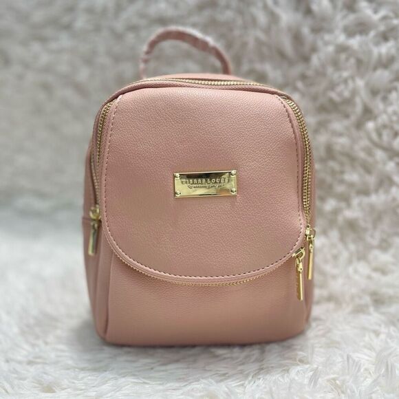 Mini Leather Backpack Cherry Pink Adjustable Straps - Picture 5 of 13